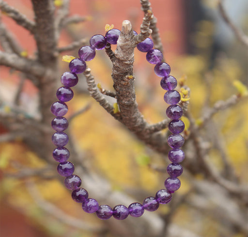 Amethyst Beads Stretchable Unisex Bracelet - nepacrafts