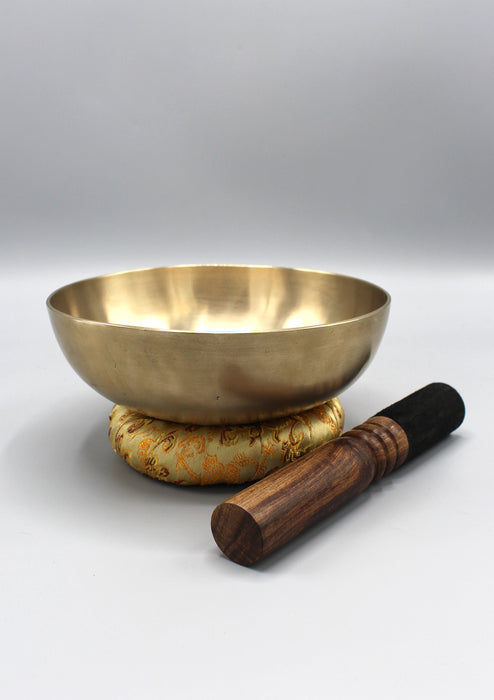 Flat Healing Therapy Bowls with Mallet and Pillow-Plays E Note-Solar Plexus Chakra
