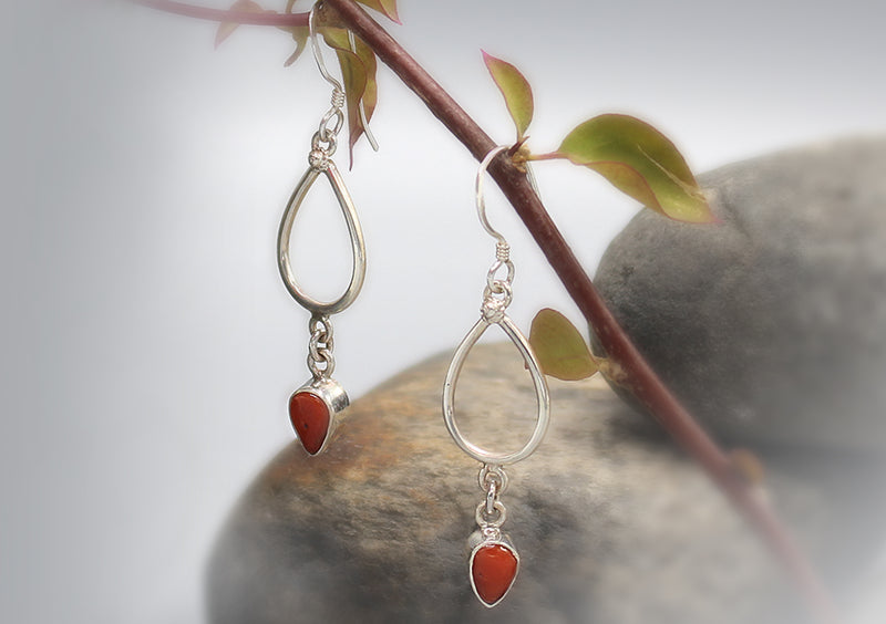 Coral Drop Sterling Silver Earrings - nepacrafts