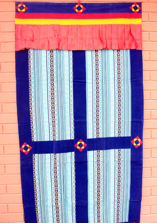 Handmade Thick Multicolor Bhutanese Woven Fabric Cotton Door Curtain - nepacrafts