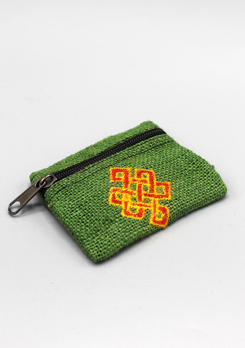 Endless Knot Embroidery Hemp Coin Purse