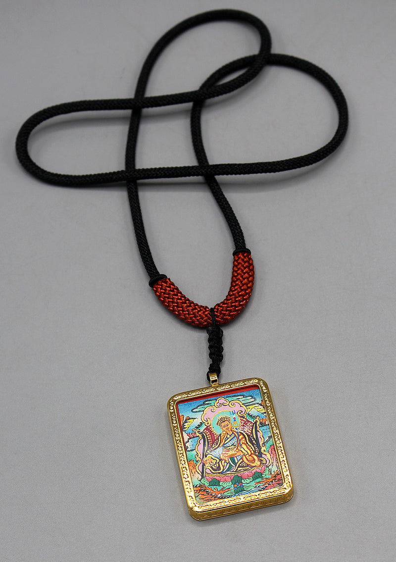 Hand Painted Mini Guru Padhmasambhava Thangka Amulet Pendant