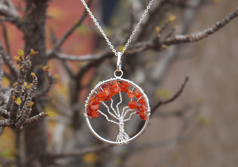 Red Carnelian Beaded Tree of Life Pendant - nepacrafts