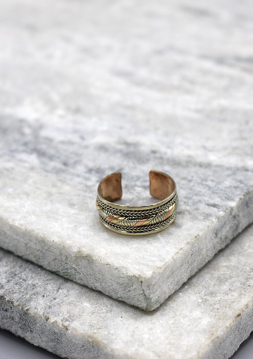 Three Metal Cut Design Copper Finger Ring