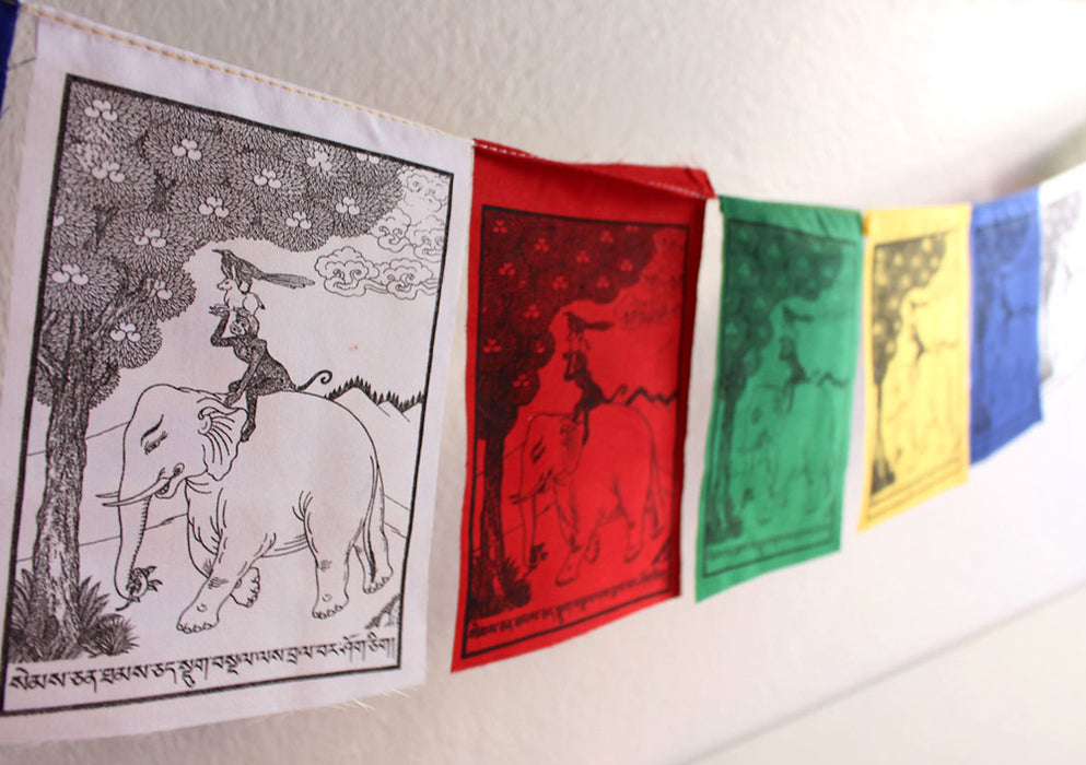 The Four Harmonious Animals Prayer Flags - nepacrafts