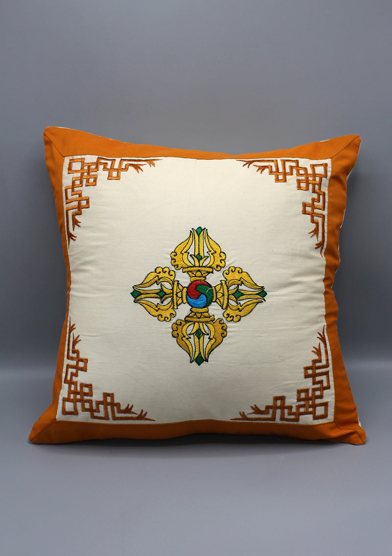 Buddhist Ritual Double Dorjee Embroidery Cushion Cover