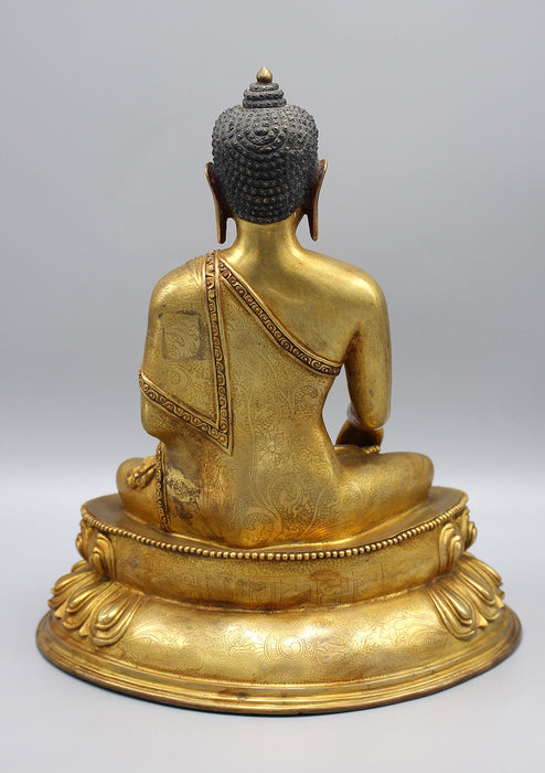 Shakyamuni Buddha Bhumisparsha Mudra Fully Gold Plated Statue