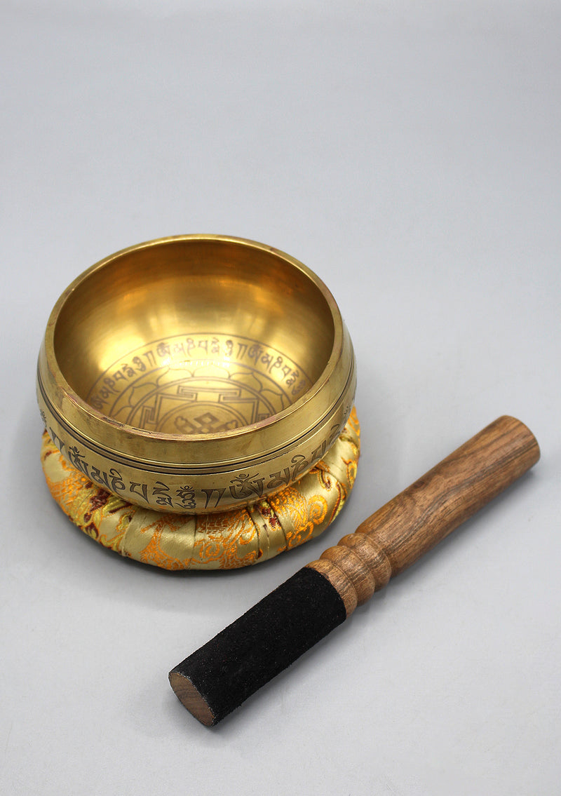 Tibetan Endless Knot Mandala Carving Singing Bowl