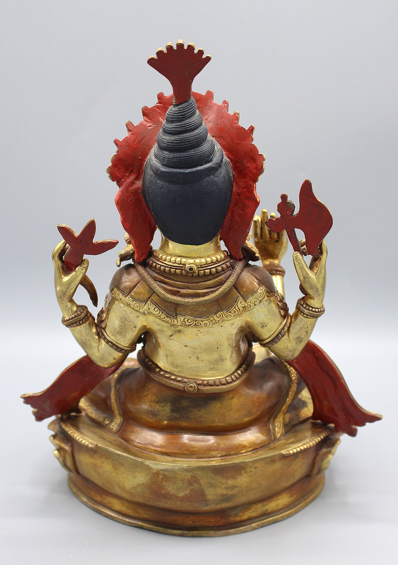 Partly Gold Painted Hindu Lord Ganesha Statue