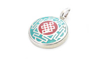 Inlaid White Metal Endless Knot Pendant - nepacrafts