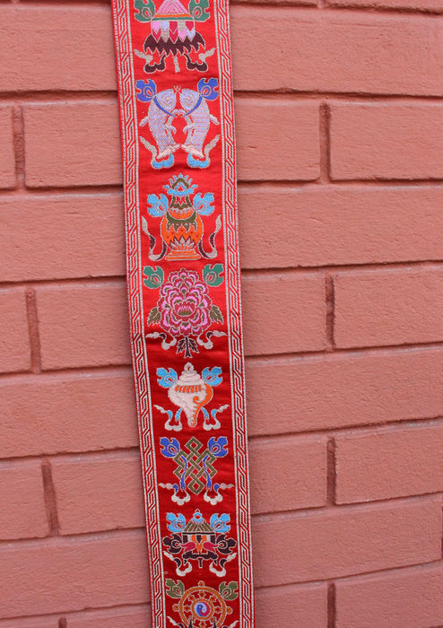 Tibetan 8 Auspicious Symbol Silk Brocade Wall Hanging