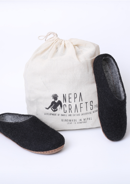 Hand Crafted Premium Felt Slippers for Comfort and Style- Black