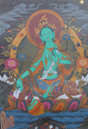 1.1 Buddhist Deity Thangka Painting of Green Tara