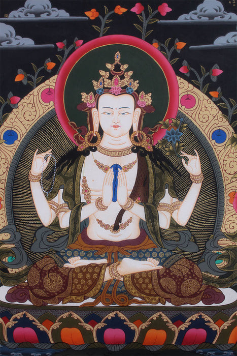 Avalokiteswora Thangka Painting 56X40cm
