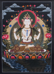 Avalokiteswora Thangka Painting 56X40cm