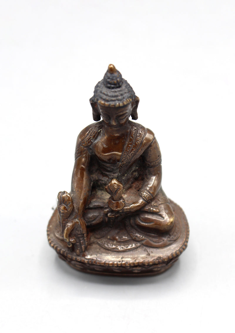 Copper Oxidized Medicine Buddha Statue 3"