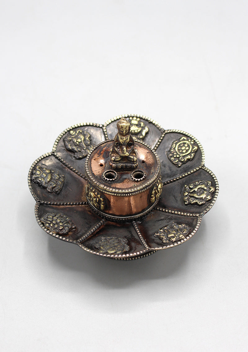 Eight Auspicious Symbol Lotus Incense Burner