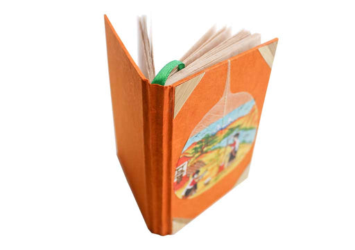 Two Women Working in Village Painted Lokta Paper Journal Book - nepacrafts