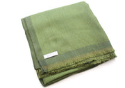 100 % Exclusive Green Cashmere Shawl with Border Herringbone Pattern - nepacrafts