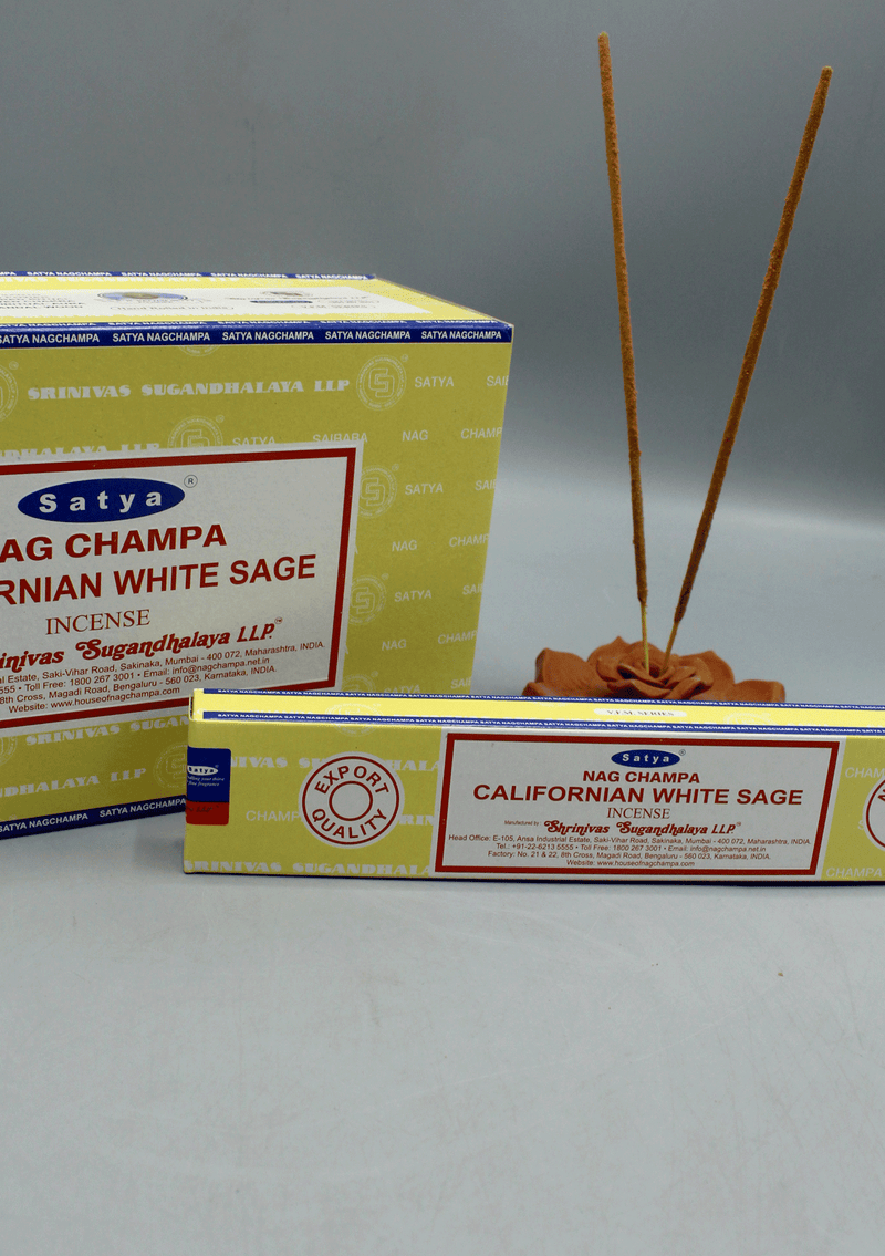 Satya Sai Baba Nag Champa Californian White Sage Incense Sticks, Set of 12 Packs, Each 15 g