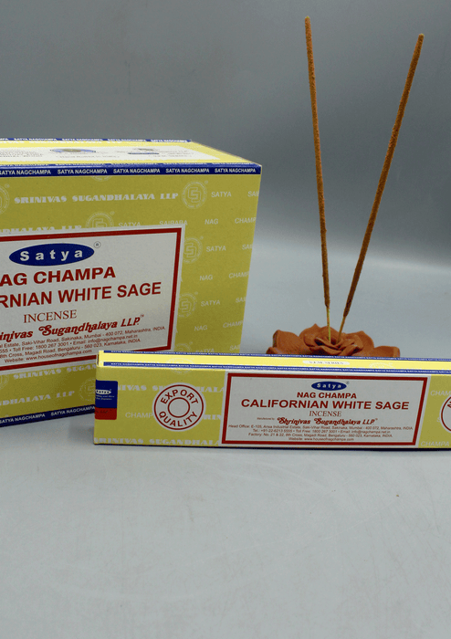 Satya Sai Baba Nag Champa Californian White Sage Incense Sticks, Set of 12 Packs, Each 15 g