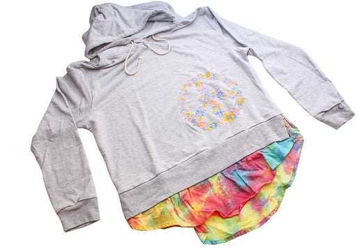 Cotton Women's Casual Hoodie Embroidered with Flower - nepacrafts