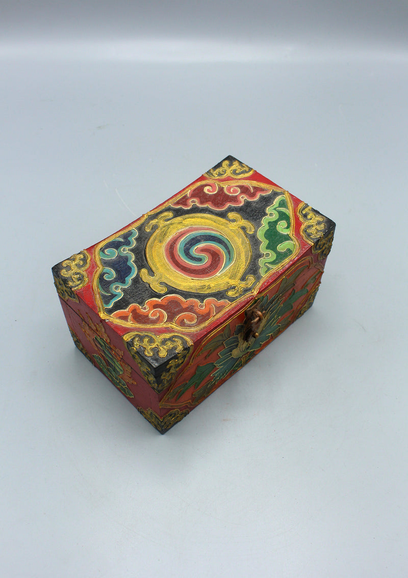 Swirl Painted Tibetan Wooden Jewelry Box