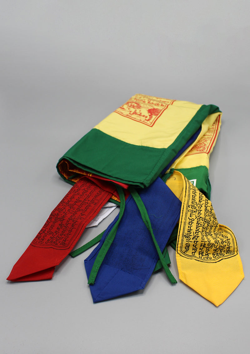 Vertical Mixed Deities Tibetan Prayer Flags Color Print