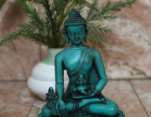 Green Medicine Buddha Statue-Resin Healing Buddha Statue 5"