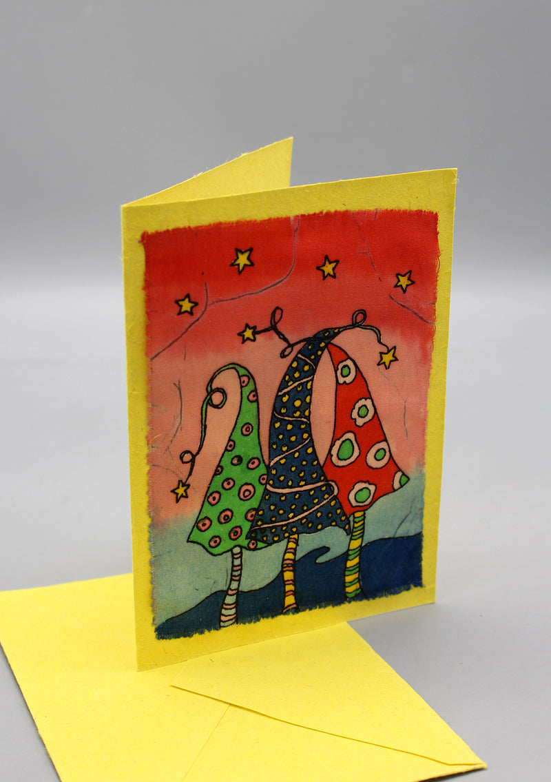 Fair Trade Batik Christmas Hats Greetings Card