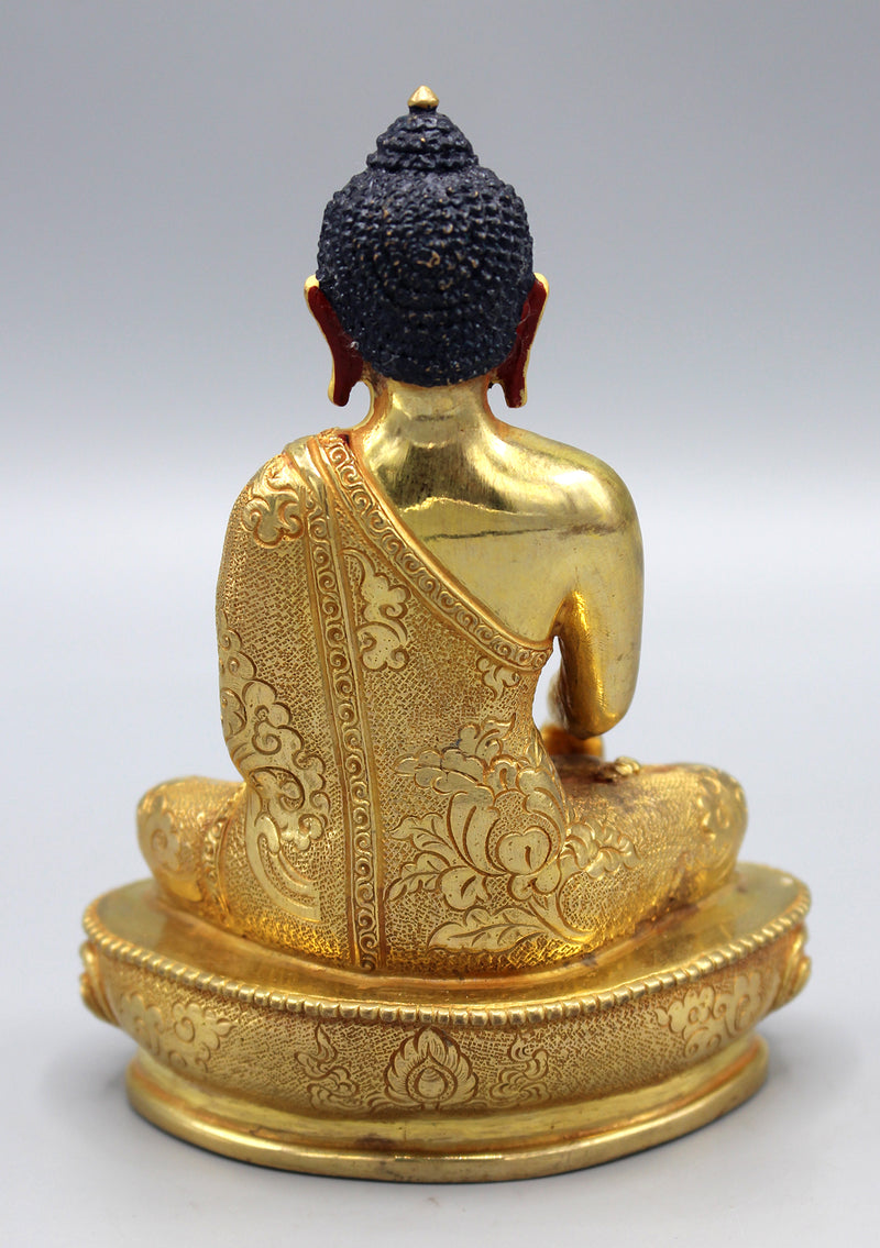 Hand Carving Shakyamuni Buddha Fully Gold Plated Statue
