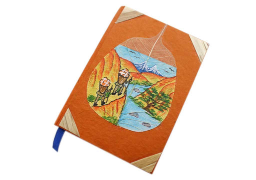 Two Porters in the Himalayas Painted Lokta Paper Pokcet Journal - nepacrafts