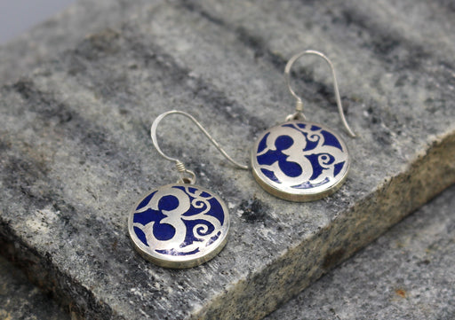 Om Round Sterling Silver Earrings - nepacrafts