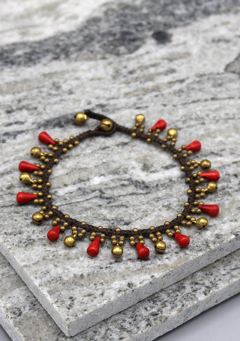 Fancy Brass Beads Women's Anklet - nepacrafts