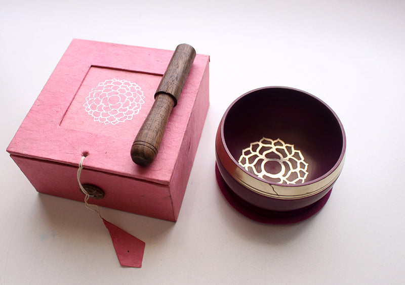 Crown Painted Singing Bowl with Cushion and Stupa Stick in a Gift Box - nepacrafts