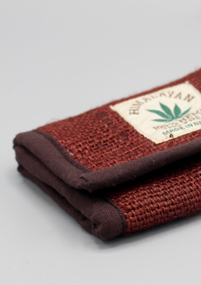 Ecofriendly Soft Hemp Chocolate Brown Color Tri Fold Wallet - nepacrafts