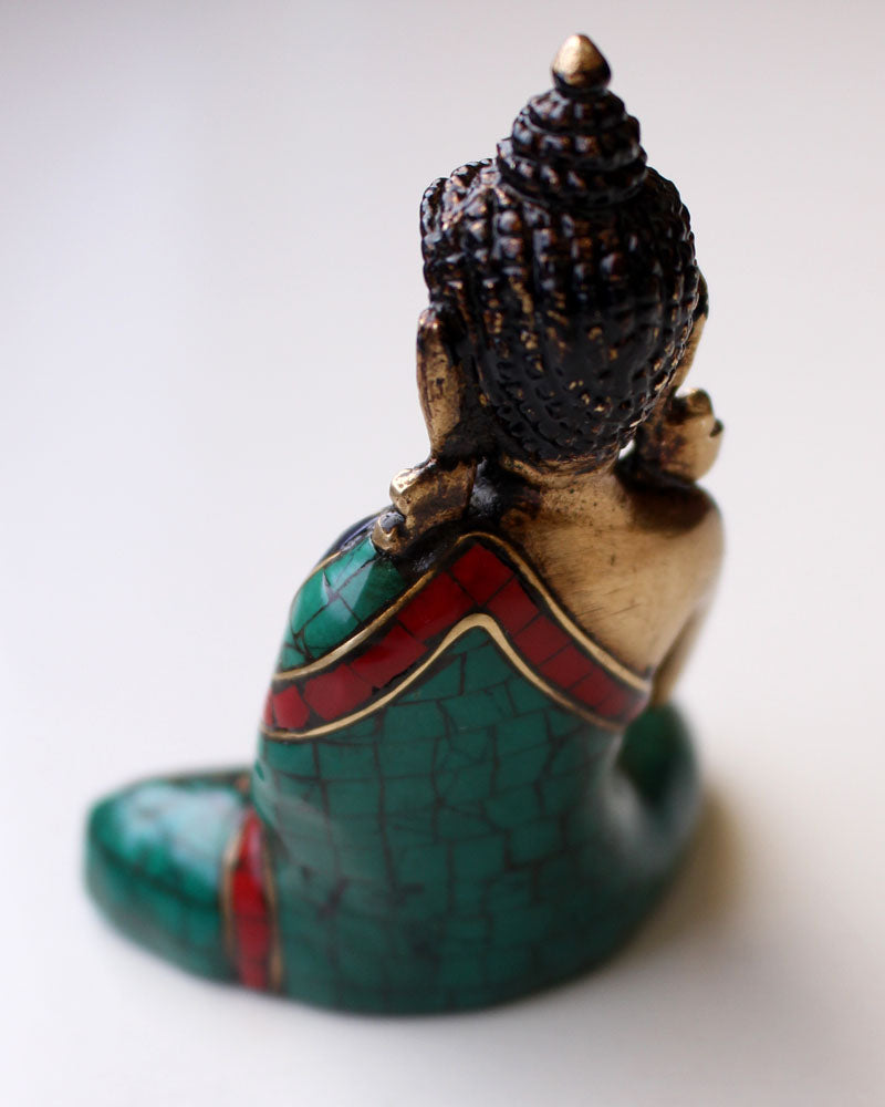 Vairocana Buddha Brass Statue Adorning a jeweled Robe 3" - nepacrafts