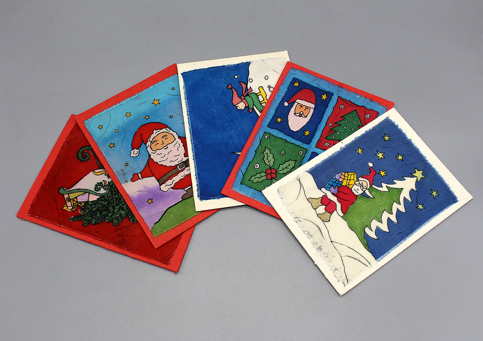 Fair Trade Batik Santa Claus Sleigh Greetings Card