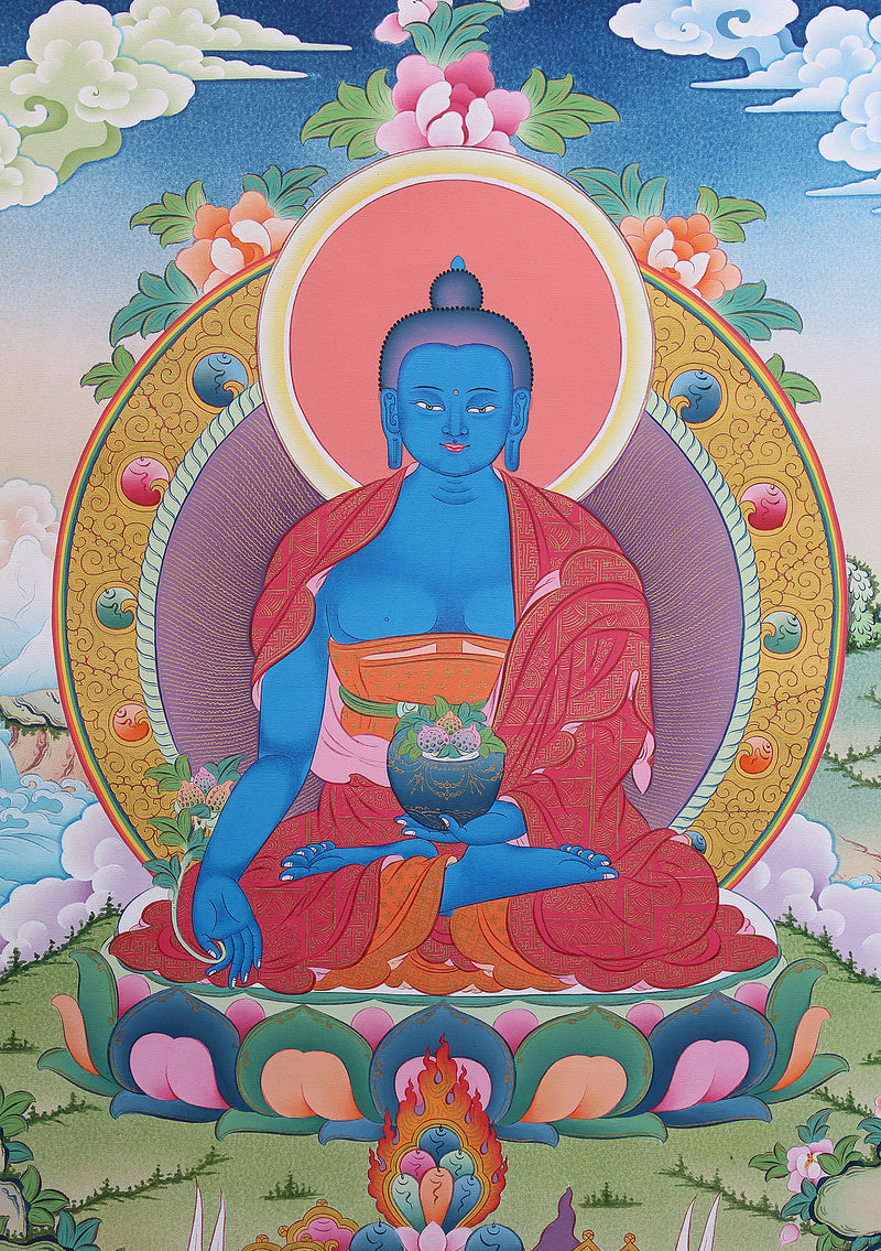 Blue Medicine Buddha Thangka Painting