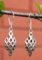 Eternal Knot Silver Drop Earrings - nepacrafts