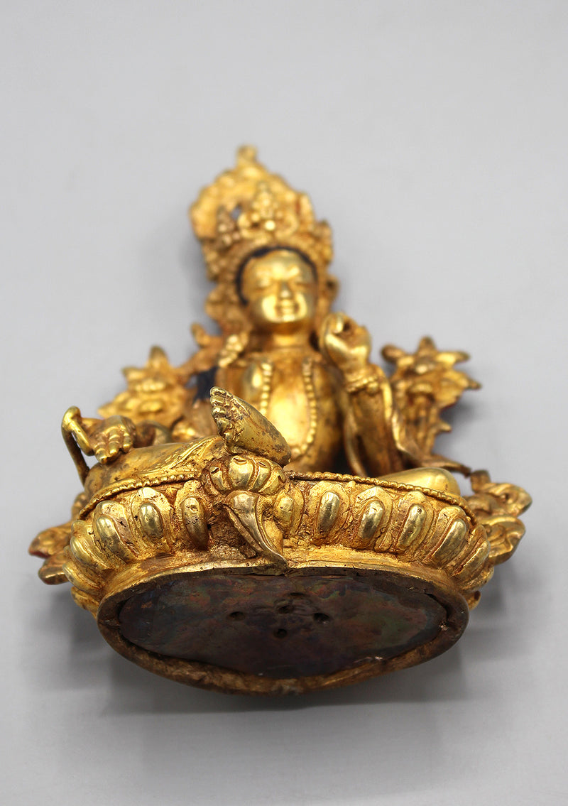 Exquisite Gold Plated Green Tara Statue 6"