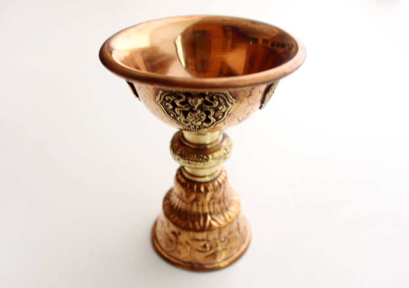 Fine Carving Copper Butter Table Lamp - nepacrafts