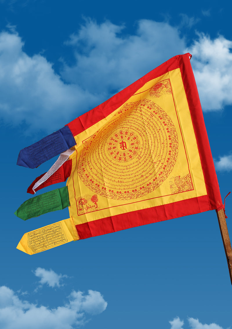 Yellow Color Namgyalma Powerful Mantra Printed Cotton Prayer Flags