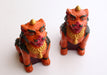 Hand Carved and Painted Pair of Clay Temple Lion Statue - nepacrafts