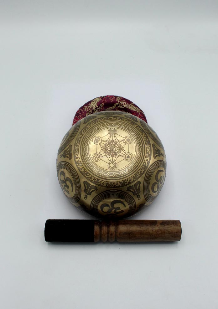 Fine Arts Cosmos  Flower Mandala Etched Singing Bowl- 6 inch