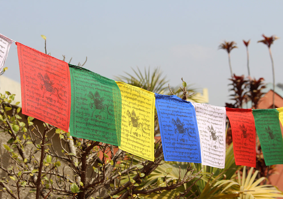 Cotton Windhorse Prayer Flags, Medium Tibet Flags, Single Roll