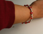 Red Glass Beads Knot Hemp Bracelet - nepacrafts