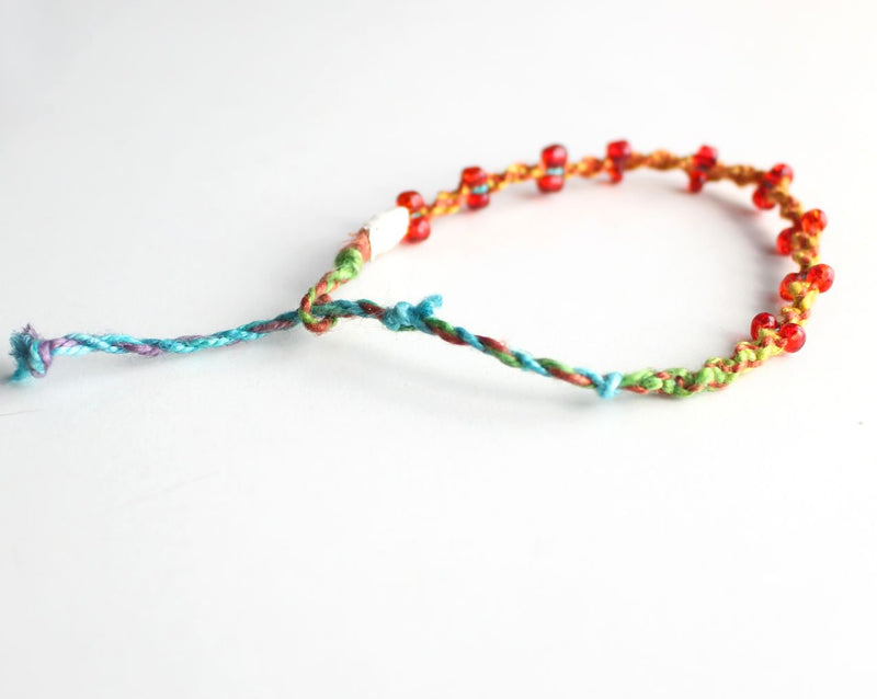 Glass Beaded Braided Hemp Bracelet - nepacrafts