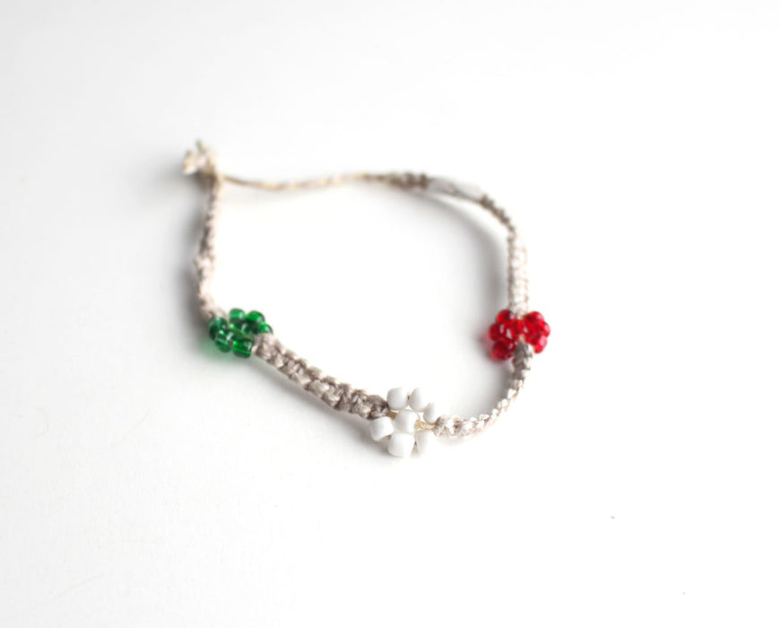 Tricolor Glass Beads Hemp Bracelet - nepacrafts