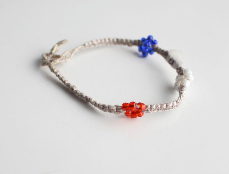 Tricolor Glass Beads Hemp Bracelet - nepacrafts